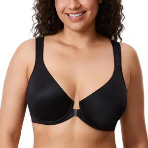 Women's Front Closure Bras Posture Full Coverage Plus Size Underwire Unlined Back Support Plunge Seamless Bra B H