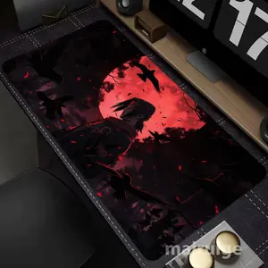 1-Piece XXL Oversized Gaming Mouse Pad, Anime Mousepad Naruto - Uchiha Itachi Character Theme Mouse Pad Rubber Anti-Slip Thickened 3mm Washable Mouse Pad Computer Office Decor Accessory Gamer Gift Suitable for Laptops, Desks
