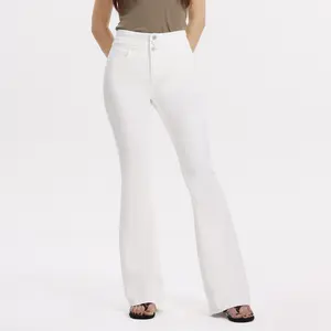 Y2K Vintage High Waisted Flare Jeans - Super Stretch Body Shaping White Bell Bottom Denim Trousers for Women"