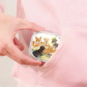 Corgi Picnic Print Retainer Case, Group Dogs Orthodontic Storage Box, Portable Cute Case for Invisible Braces and Daily Use