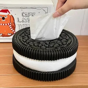 1 unit of Oreo Pattern Vinyl Lined Tissue Box, Minimalist Creative Design, High-Class Home Decoration for Living Room and Bedroom Tables