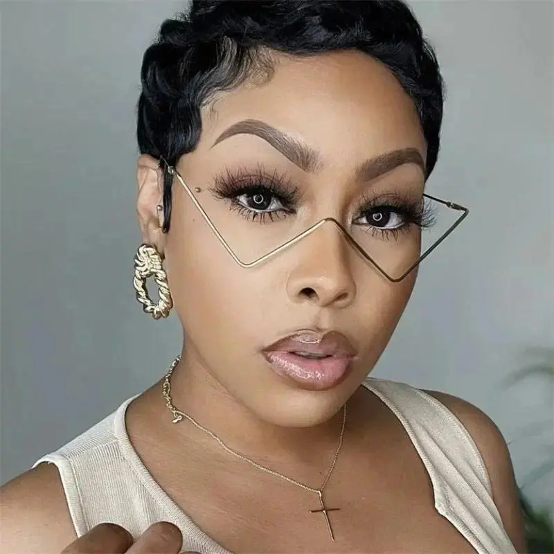 Women's Vintage Diamond-Decorated Half-Frame Wire Stylish Eyeglass Frames, Trendy Silver-Toned Metallic No-Lens Fashion Party Decorative Accessory, Trendy Frames
