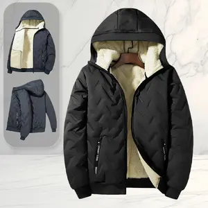Men's Fleece-Lined Thickened Cotton-Padded Coat - Hooded, Warm, Loose Fit, Plus Size, Cold-Resistant for Fall & Winter warm clothes thick jacket zipper design cold weather menswear top
