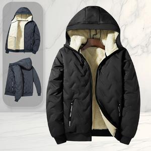 Men's Fleece Lined Thick Cotton Padded Hooded Jackets Longsleeves, Casual, Warm, Loose Fit, Plus Size, Cold Resistant, Zipper Design for Fall & Winter Menswear Top