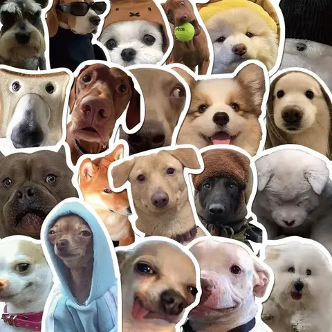 Cute Dog Series Sticker, 50pcs/set Funny Dog Pattern Decorative Sticker, DIY Decals for Water Bottle, Laptop, Phone Case, Scrapbooking, Journal Making, Funny Stickers
