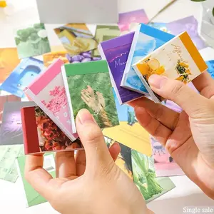 1 Pack of 50 Sheets Random Color Material Book Series, Fresh Literary Hand Account Background Paper, DIY Projects, Vibrant Rainbow Light Design