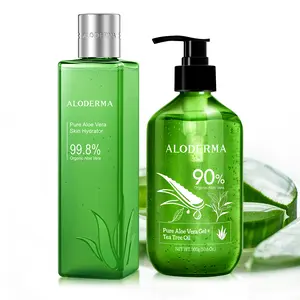 Aloderma Aloe Vera Gel Set - 2 Pieces - Skin Hydrator, 300g Aloe Vera Gel + Tea Tree Oil