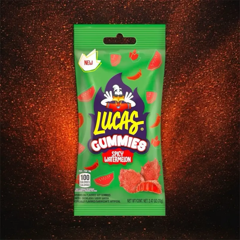 Lucas Gummies Spicy Watermelon 2.47 OZ Mexican Candy Treat - Sweet & Spicy Flavor, Made in Mexico, Fruity Snack - Sugar, Mangga, Bonbon mexican  candy