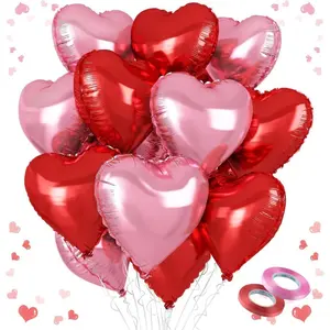 Valentine's Day DIY Balloon Decoration Set, Heart Foil Balloons, Heart Shaped Balloons, Perfect for Birthday Parties, Weddings, Home Decor and Christmas