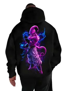 DBZ Buu Dark Energy Villain Hoodie, Anime-Inspired Purple Power Graphic, Cosmic Glow Pullover for Men, Bold Streetwear Fit, Gift for Dark Hero Fans