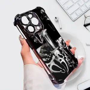 Scream Horror iPhone Case for Horror Fans, Smoky Skull Mask Cracked Glass Knife Design Compatible with iPhone 11/12/13/14/15/16 (Pro Max/Plus)