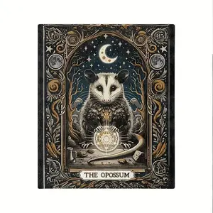 Opossum Tarot Blanket, Possum Flannel Blanket, Lightweight Blanket, Couch Blankets, Trips, Halloween Gifts