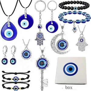 14 Counts Devil's Eye Style Accessories Set Women's Accessories Gift Summer Travel Fashion Trend Accessories Turkish Evil Eye Jewelry Set
