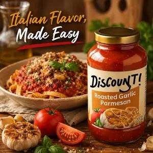 Tomato Pasta Sauce With Roasted Garlic And Parmesan Style Cheese Flavor, Rich Italian Inspired Cooking Sauce, 24oz Jar