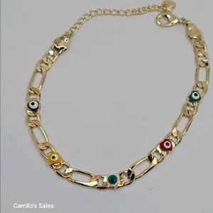 ANKLE BRACELET figaro with eyes multicolor gold-plated 7 to 9"inches Anklet