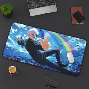 Jujutsu Kaisen Gojo Satoru Desk Mat Cool Vibes Anime Gaming Mouse Pad Rainbow Underwater Keyboard Mat JJK Panel Computer Mat