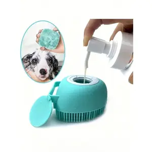 4 PCS Silicone Pet Bath Brushes with Shampoo Dispenser - Gentle Massage Scrubber for Dogs, Deep Cleaning & Skin Massage Tool for Bath Time (Sports & Outdoor Protective Gear Accessory)