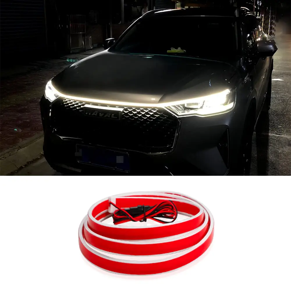 【Denvosi】71 Inches Car Hood Light Strip,Dynamic Car LED Strip Light,Exterior Flexible Daytime Running Light Strip for Car,SUV (White Light)