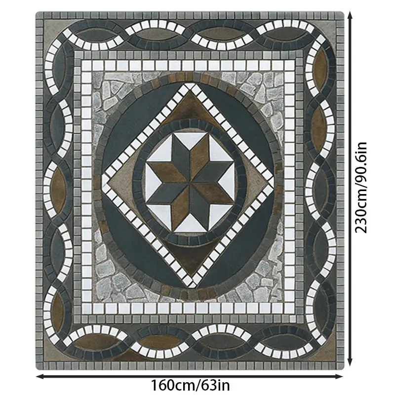 TOLSWE 160*230cm(63*90.6in)Bathroom Mat, Extra-Large Bohemian-Style Patio Rug, Marble-Look Outdoor Bath Mat, Easy to Clean, Absorbent and Non-Slip, Patio Rug