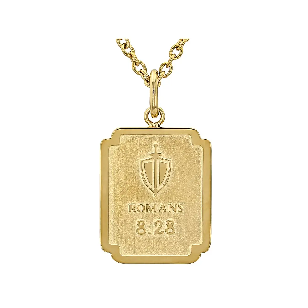 JTV 14K Yellow Gold Over Stainless Steel Bible Verse Pendant with Chain