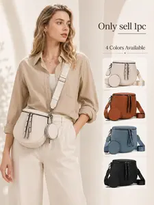 Casual Crescent Hobo Crossbody Shoulder Purse with Matching Detachable Coin Pouch, Large Capacity Saddle Bag for Women, Trendy Bucket Handbag with Adjustable Strap, Versatile Everyday Travel Sling for Work, Shopping and Weekend