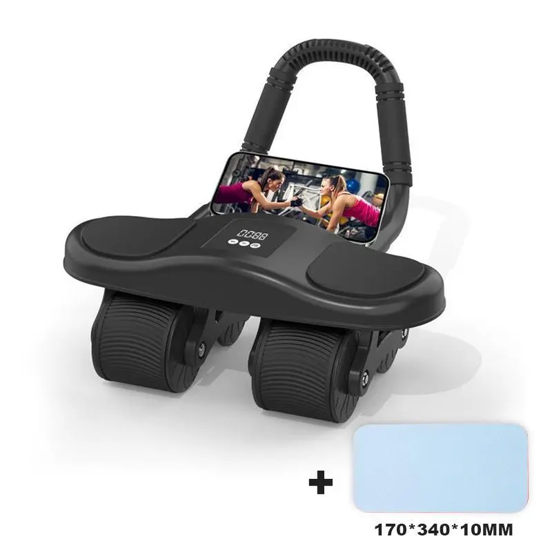 Ab Roller Wheel - 4-Wheel Rebound Foldable Portable Ab Trainer, Stomach Workout Equipment for Home Gym & All-Ages Fitness