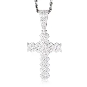 【#P794】Cross Pendant UCCIYO Lab-Created Moissanite S925 Sterling Silver Moissanite Pendant Necklace For Women Men Hip Hop Jewelry Gift