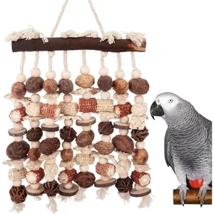 Extra Large Parrot Toy-Natural Wooden Chewing Tearing Toy for African Grey, Parrots, Macaws, Medium Breeds