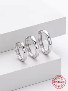 925 Sterling Silver Hoop Earrings, Fashionable Earrings for Women & Men, Trendy All-match & Exquisite Jewelry for Birthday Gift