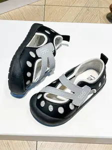 Summer New Kids Anti-Tip Hollow Out Sandals, Breathable Mesh Design, Velcro Easy On/off, Soft Sole Non-Slip Durable, Boys Girls Beach Shoes