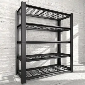 Heavy Duty Garage Shelving Unit with Wire Grid Shelves,Duty Load 3000LBS 5-Tier,Adjustable Metal Shelving, 76.6" H x 60" W x 24" D,Industrial Garage Storage Shelf for Heavy Duty Shelving, Pantry Kitchen,Storage Room,Basement,Pantry,Warehouse.