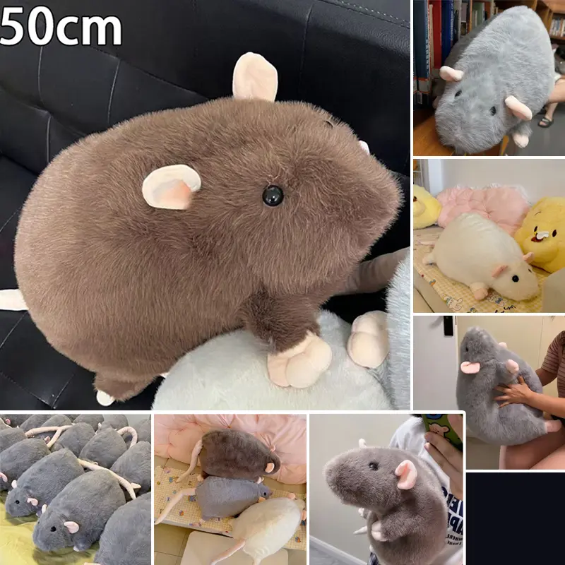 35/50cm Plush Simulation Fancy Rat Statue Brown Grey White Cartoon Home Office Garden Table Bed Decors Pillows Festival Gifts