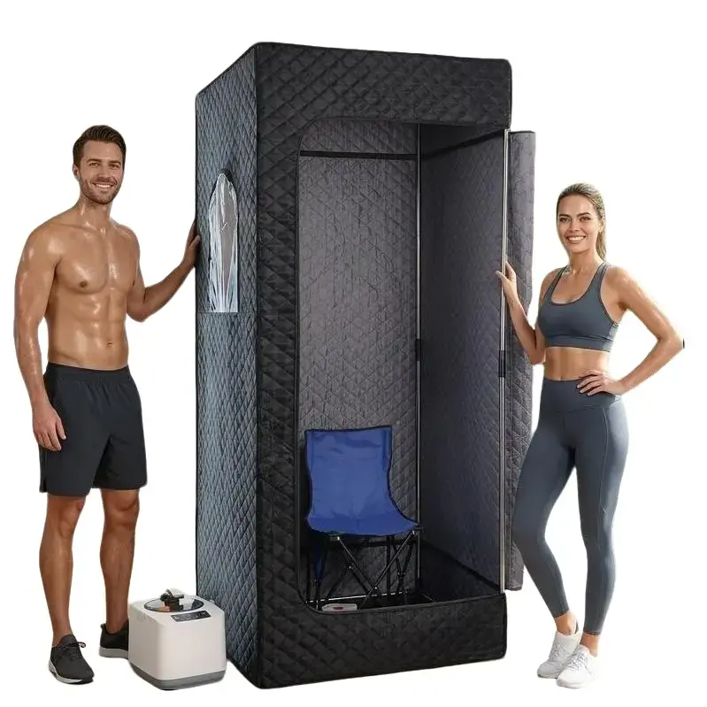Full Body Portable Sauna Box for Home, Sauna Tent with 3L Steamer Foldable Chair Remote Control 9 Levels for Women Men, Compact Home Tent for Gym Yoga Pilates, 2.9'X2.9'X5.9'