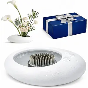 Vase Kit – Japanese-Inspired Arita-Style Glazed Ceramic Ikebana Vase with Kenzan & Gift Box, for Floral Arranging, Home & Office Decor, Relaxing Ambience (White Small)
