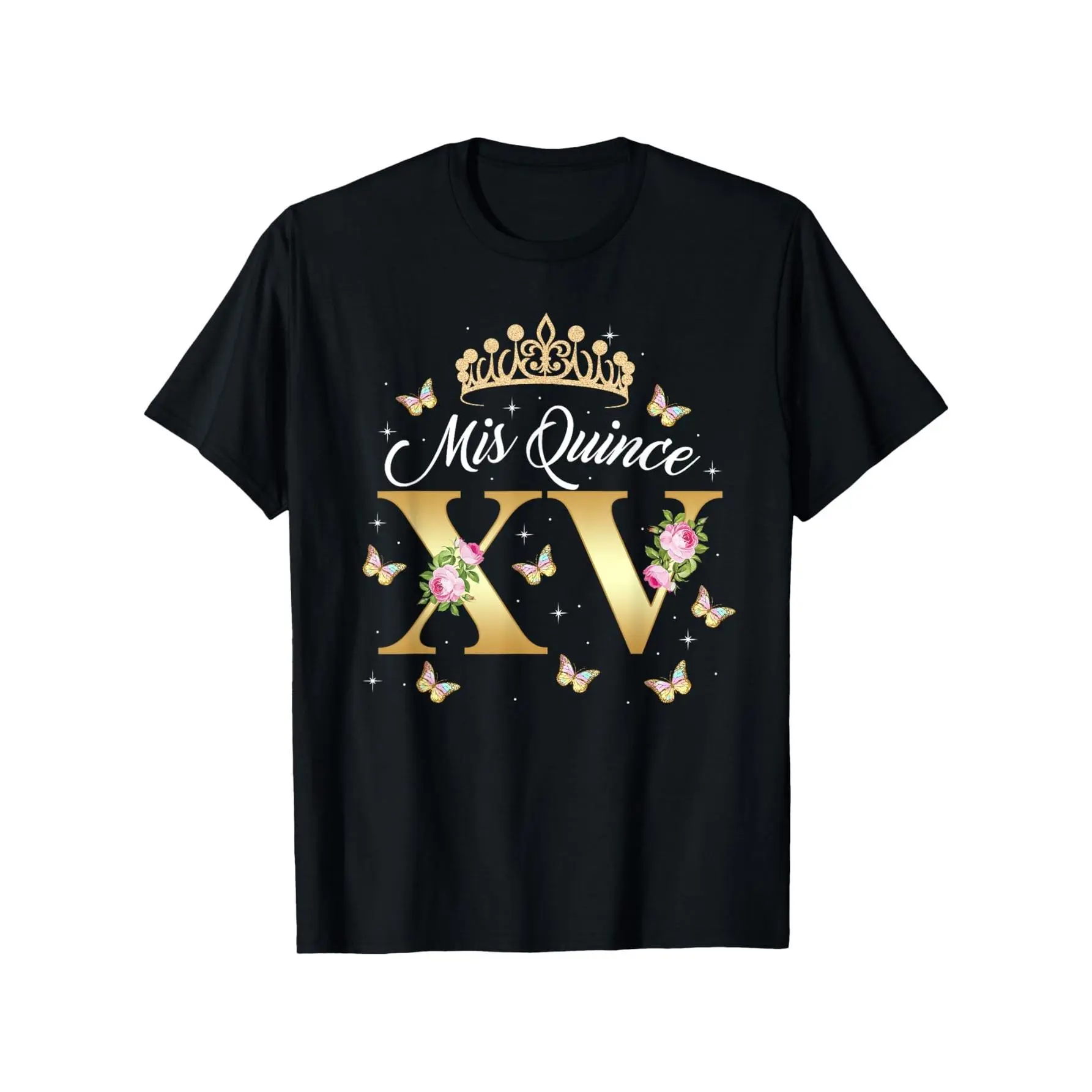 15 Year Old Birthday Outfit Mis Quince Mexican Quinceanera T-Shirt 100% Cotton Round Neck Short Sleeve T-shirt y2k  outfits