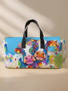 Cow Print Travel Duffle Bag, Travel Duffels, Large Capacity Travel Bag, Portable Overnight Bag, Fashion Travel Bag, Yoga Training Bag, Crossbody Bag with Shoe Storage, Easy To Carry, Traveling Bag