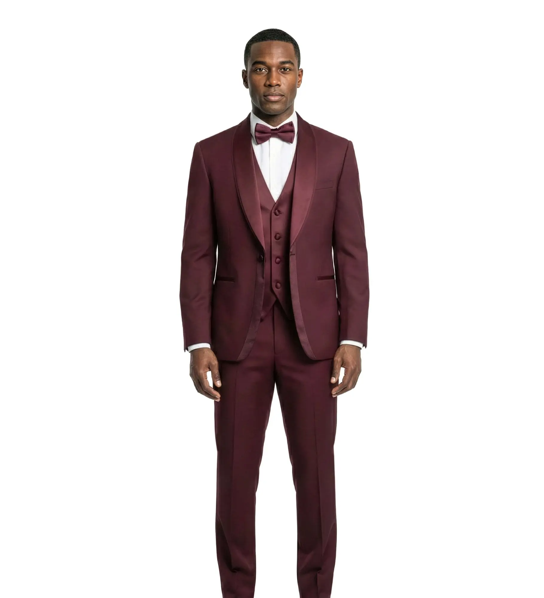 Burgundy 3-Piece Tuxedo | Contemporary Wedding Formal