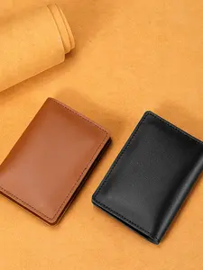 Ultra-Thin Leather Card Holder, Unisex Genuine Leather Credit Card Case, Business Card Holder, Small Compact Wallet for Cards, Bank Cards, Driver's License