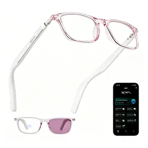 AI Instant Translation Smart Audio Glasses, featuring photochromic lenses, open-loop Bluetooth glasses, supporting intelligent touch control and voice control, water-resistant, noise-reducing, hands-free calling wearable AI glasses