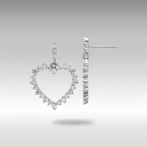 White 14K Gold Lab Grown VS/SI FGH Dia Open Heart Post Dangle Earrings - Model EM10207-099-WLG