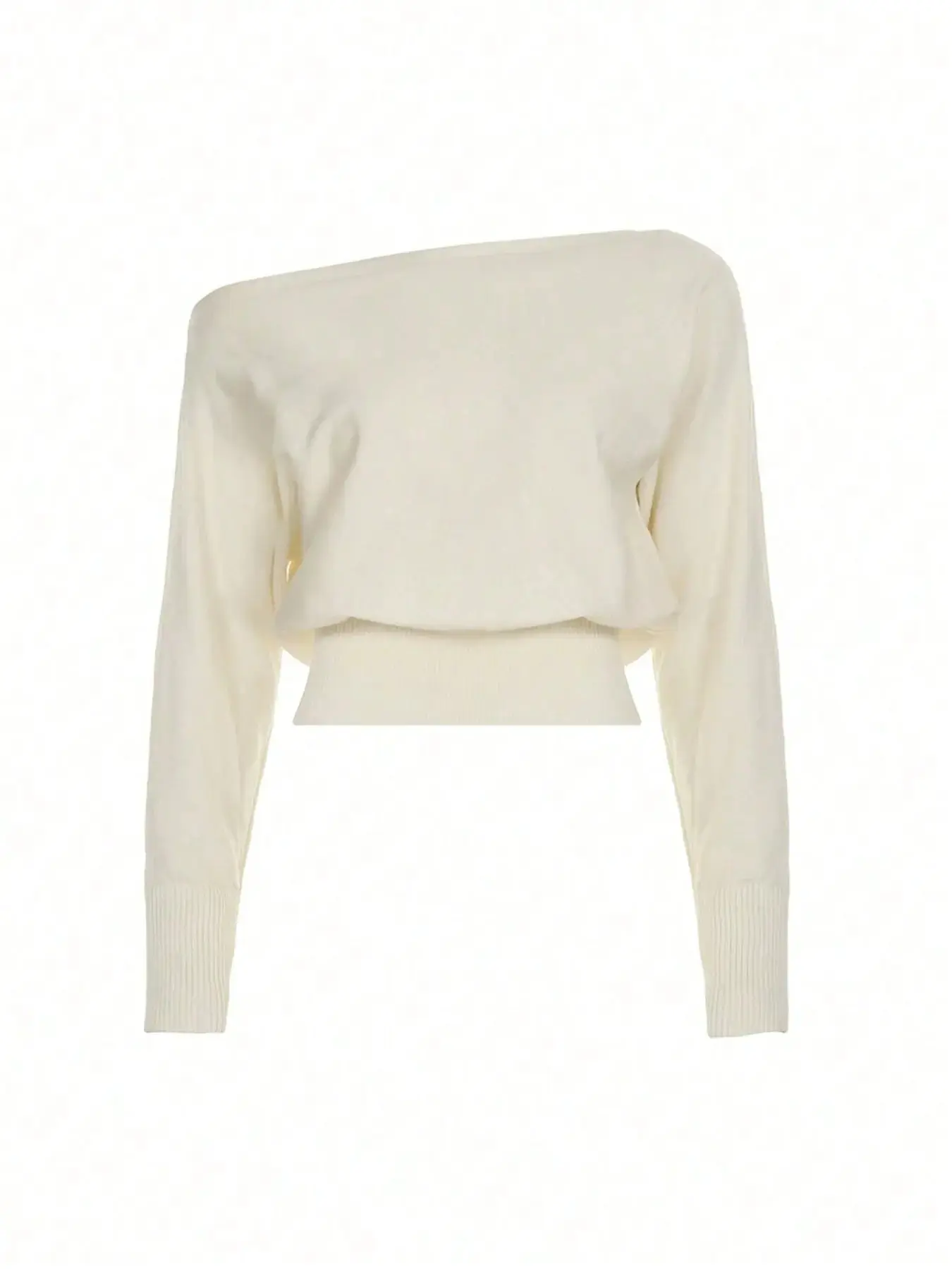 Plus Size High-End Design Asymmetric Off-The-Shoulder Casual Women's Knitwear Sweater, Stylish and Comfortable, Perfect for Everyday Wear