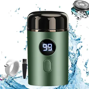 Portable USB Rechargeable Shaver, Mini Electric Razor with LCD Display, Cordless Shaver, Washable Beard Trimmer for Travel and Home Use, Men's Grooming Tool