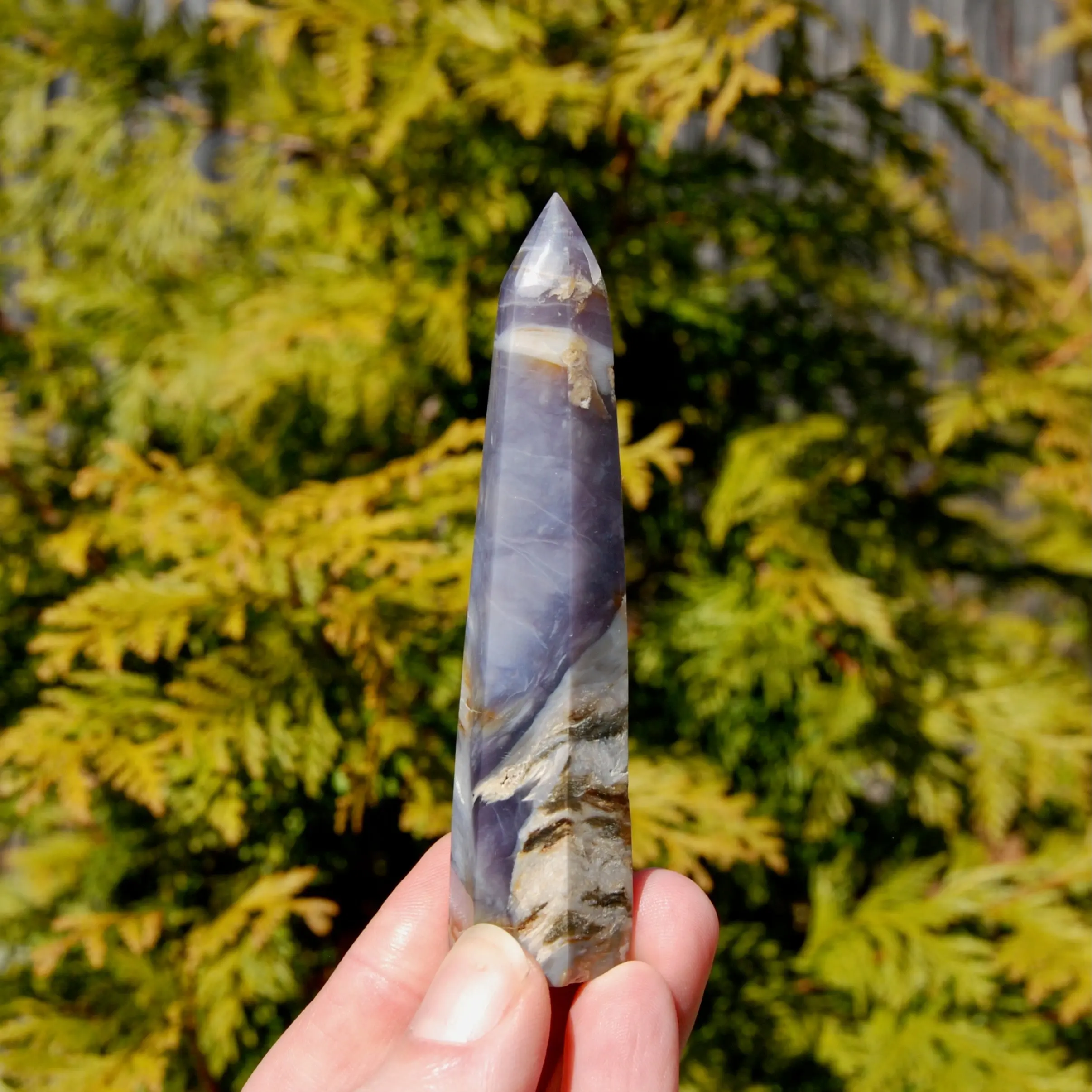 3.75in 58g Purple Chalcedony Crystal Tower, Violet Agate, Indonesia