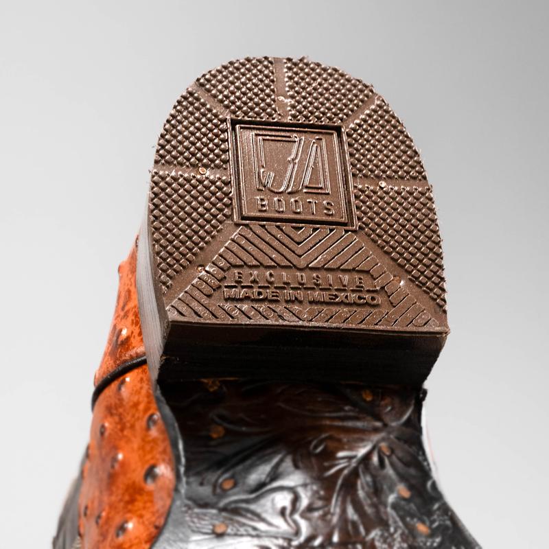 Cowboy Square Toe Imitation Ostrich Boot Premium Leather Men Classic Boot Buttercup Ostrich Print Leather Made in Mexico