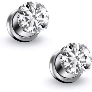 Astm F136 Titanium Round CZ Ear Gauges Screw Fit Flesh Tunnels Plugs Gauges Earring Expander Stretcher Ear Tunnels For Ears 10G 8G 6G 4G 2G 0G 00G Plug Earrings Piercing Jewelry For Women Men
