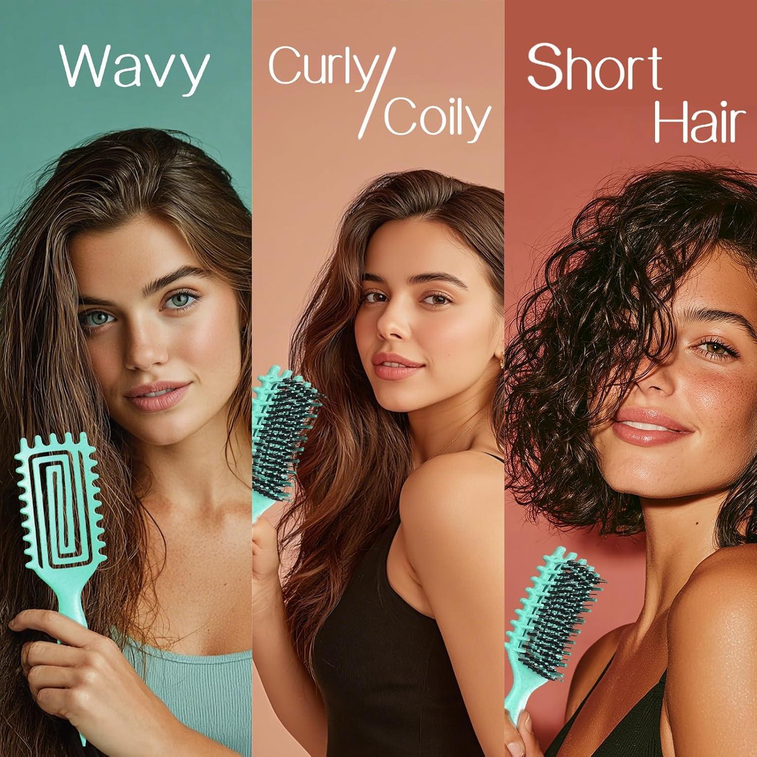 Curly Hair Brush  Vented Curl Defining Brush for Effortlessly Detangling Shaping and Styling Women's Men's Curls on All Wet or Dry Hair Types, Reduces Frizz