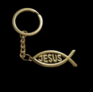 Gold/Silver Religious Keychain with Jesus Fish Design, Made of Sturdy Alloy, a Perfect Everyday Reminder jesus keychain