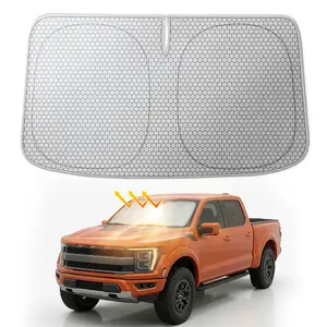 WOLFBOX Graphene Car Windshield Sun Shade with Ice Silk Technology Advanced Heat Dissipation Fabric, Blocks 99% UV & Infrared Rays, Foldable Front Window Sunshade