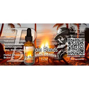 Beach Bonfire, 1 oz Beard Oil (Tobacco Fragrance, Citrus, Teakwood, Chocolate, Cinnamon, Bourbon, Charcoal, and Marshmallow)