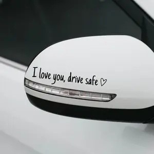 I Love Safe Driving Car Mirror Stickers, Universal Fit Vinyl Decals, Cute Car Accessories for Rearview Mirrors, Car Decorative Sticker